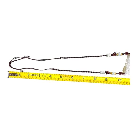 Artisan Jade Lotus Pendant Necklace Handcrafted Braided Knotted Silk Cord 22" - Picture 6 of 6
